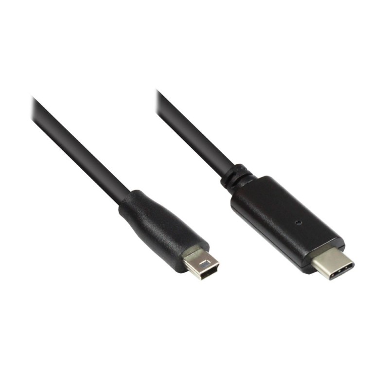 Good Connections Anschlusskabel 1,8m USB 2.0 USB-C zu USB 2.0 Mini-B schwarz